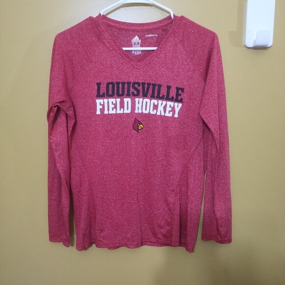 Adidas Climalite Louisville Cardinals Field Hockey Long Slv Performance T Shirt - Picture 1 of 5